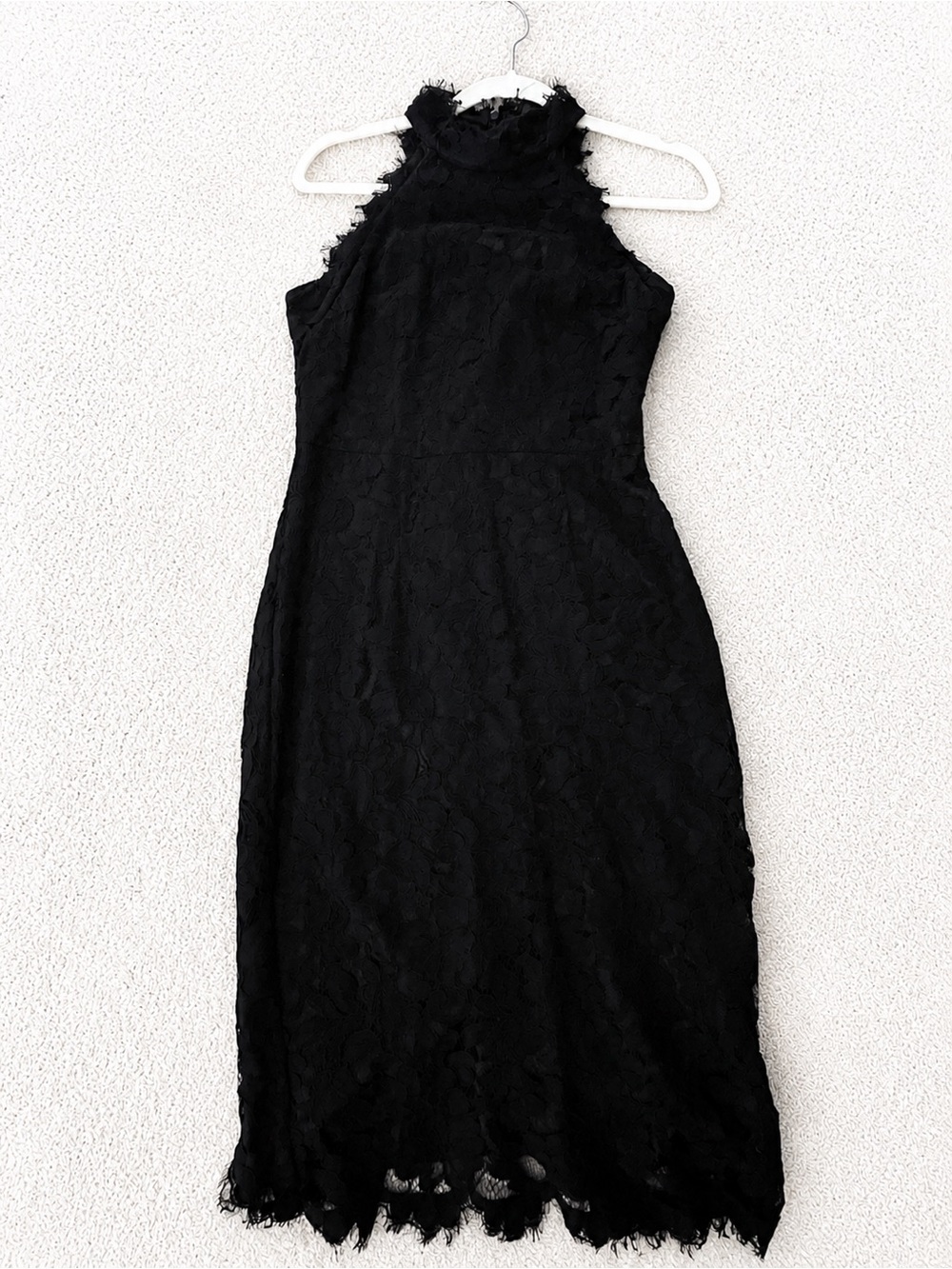 Eliza J Black Lace High-Neck Midi Dress